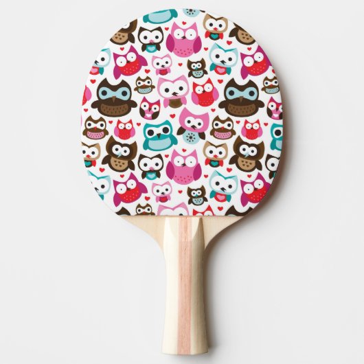 buntes Eulenmuster Tischtennis Schläger (Vorderseite)