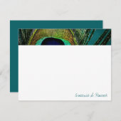 Buntes exotisches Pfau-Feder-Fotoeleganter Chic Dankeskarte (Vorne/Hinten)