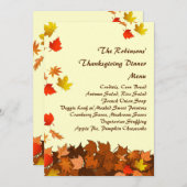 Buntes fallendes Blätter-Erntedank-Abendessen-Menü Menükarte (Vorne/Hinten)