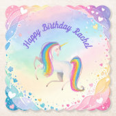 Buntes Fantasy Einhorn Untersetzer (Vorderseite)