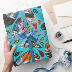 Buntes Federn Geschenkpapier