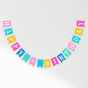 Buntes Fiesta Happy 1. Geburtstags-Girl-Party Wimpelkette