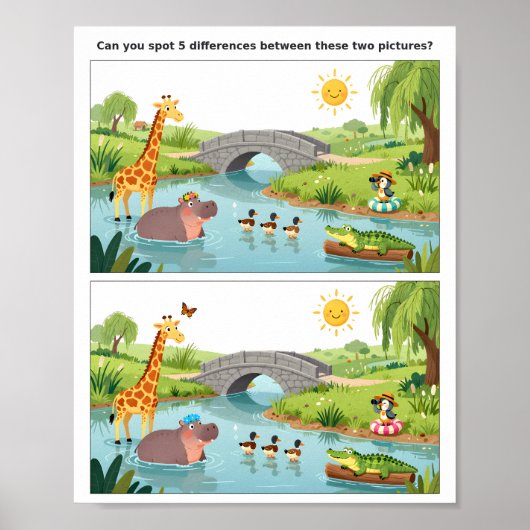 Buntes Finde-die-Unterschiede-Puzzle-Poster  Poster (Vorne)