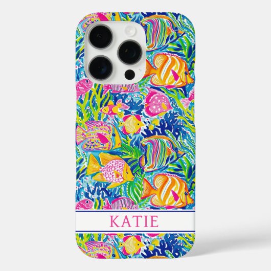 Buntes Fisch-Monogramm Case-Mate iPhone Hülle (Rückseite)