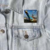 Buntes Fischerboot durch den Ozean Button (Beispiel)