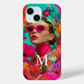 Buntes florales Monogramm-Kunstwerk-Frau Case-Mate iPhone Hülle (Rückseite)