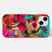 Buntes florales Monogramm-Kunstwerk-Frau Case-Mate iPhone Hülle (Rückseite (Horizontal))
