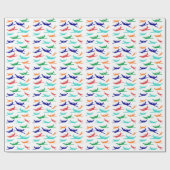 Buntes Flugzeugmuster Geschenkpapier (Flach)