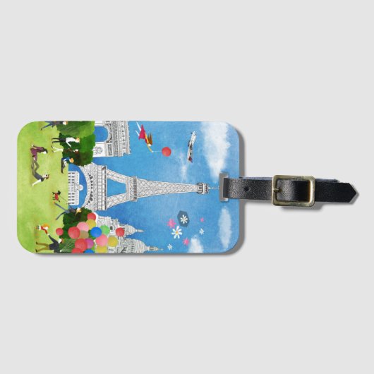 Buntes Frankreich Gepäckanhänger (Vorderseite (Horizontal))