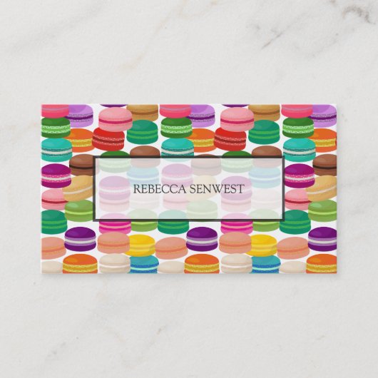 Buntes Franzosen Macarons Gebäck Visitenkarte (Vorderseite)