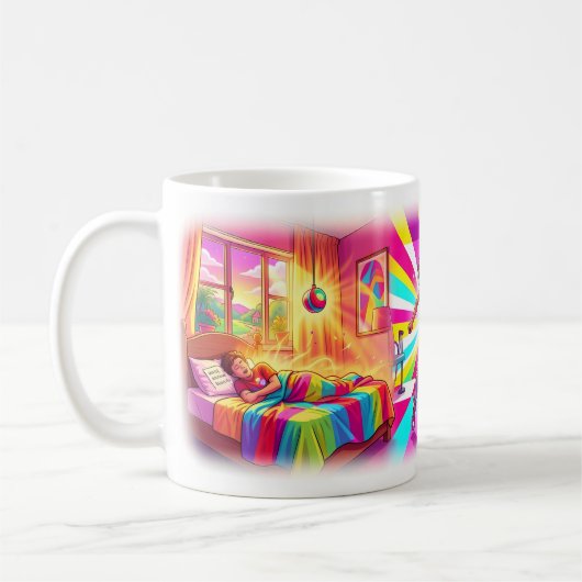 Buntes Freude und Freiheit Poster Kaffeetasse (Links)