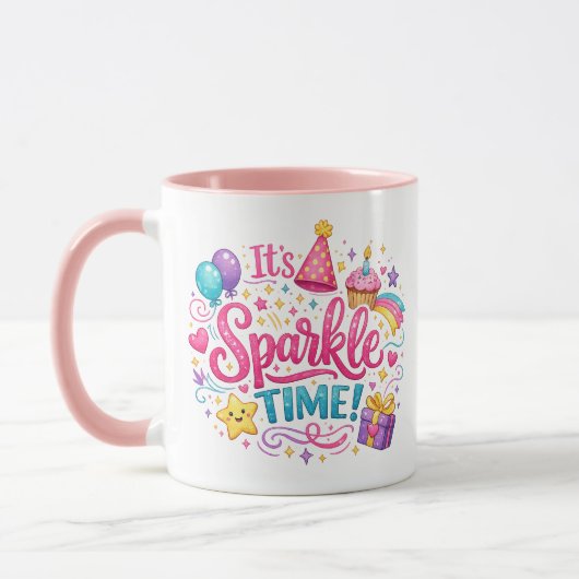 Buntes Funkelnde Zeit Geburtstagsfeier Kaffeetasse (Links)