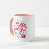 Buntes Funkelnde Zeit Geburtstagsfeier Kaffeetasse (Vorderseite Links)