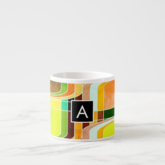 Buntes Funky Retro-Inspiriert Espressotasse (Vorderseite)