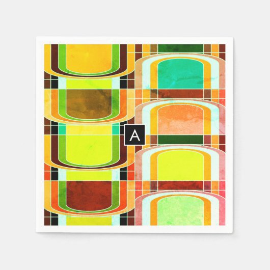 Buntes Funky Retro-Inspiriert Serviette (Vorderseite)