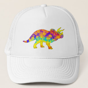 Buntes Funky Triceratops Süße Dinosaurier Kunst Truckerkappe
