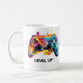 Buntes Gamer Controller "Level Up" Tassendesign Kaffeetasse (Links)