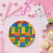 Buntes Gebäude blockiert Geburtstagsparty Pappteller (Party)