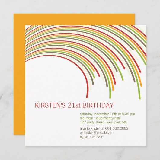 Buntes gebogenes Streifen-modernes 21. Einladung