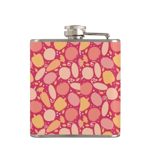 Buntes Gemüsemuster Flachmann (Rückseite)