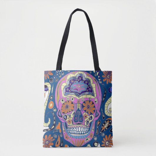 Buntes gemustertes Totenkopf Tasche (Vorderseite)