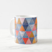 Buntes geometrisches Dreieck-Mandalasmuster Kaffeetasse (Vorderseite Links)