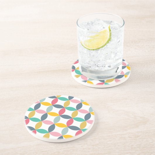 Buntes geometrisches modernes Muster Sandstein Untersetzer (Seite)