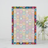 Buntes geometrisches Muster mit Hexagonen Briefpapier (Stehend Vorderseite)