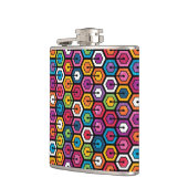Buntes geometrisches Muster mit Hexagonen Flachmann (Links)