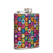 Buntes geometrisches Muster mit Hexagonen Flachmann (Rechts)