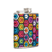 Buntes geometrisches Muster mit Hexagonen Flachmann (Rechts)