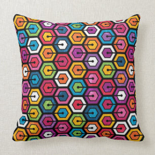 Buntes geometrisches Muster mit Hexagonen Kissen