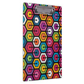 Buntes geometrisches Muster mit Hexagonen Klemmbrett (Rechts)