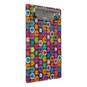 Buntes geometrisches Muster mit Hexagonen Mini Klemmbrett (Schrägansicht)