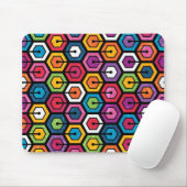 Buntes geometrisches Muster mit Hexagonen Mousepad (Mit Mouse)