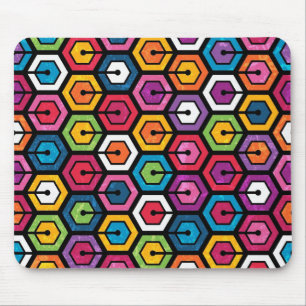 Buntes geometrisches Muster mit Hexagonen Mousepad