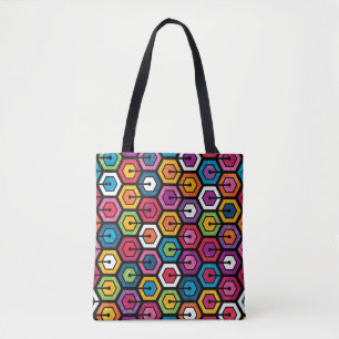 Buntes geometrisches Muster mit Hexagonen Tasche