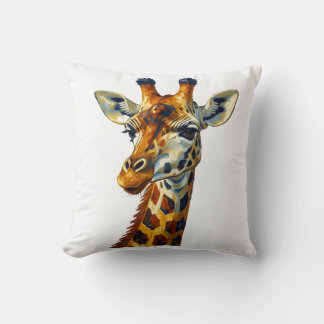 Buntes Giraffenporträt Ölmalerei Kunst Kissen