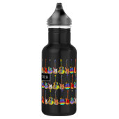buntes Gitarrenmuster auf schwarzen Namen Edelstahlflasche (Rechts)