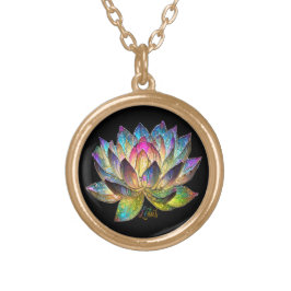 Buntes Glas Farbige Lotusblume auf Weiß Vergoldete Kette