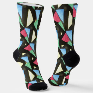 Buntes Glas Großes Muster Weihnachts-Crew-Socken Socken