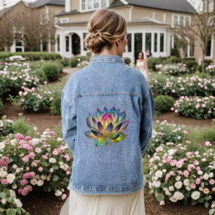Buntes Glas-Lotusblume Jeansjacke