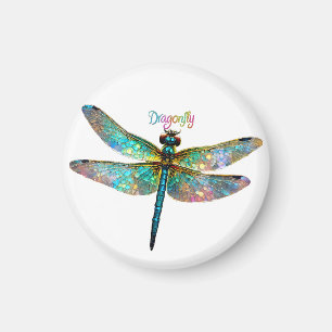 Buntes Glasfenster Libelle Magnet
