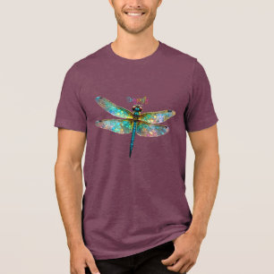 Buntes Glasfenster Libelle Tri-Blend Shirt