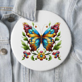 Buntes Glasschmetterling mit Blume Button (Beispiel)
