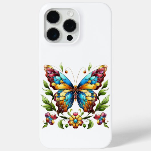 Buntes Glasschmetterling mit Blume Case-Mate iPhone Hülle (Rückseite)