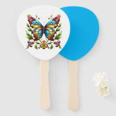 Buntes Glasschmetterling mit Blume Fächer (Vorne und Hinten)