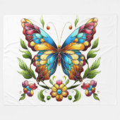 Buntes Glasschmetterling mit Blume Fleecedecke (Vorderseite (Horizontal))