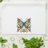 Buntes Glasschmetterling mit Blume Geschirrtuch (Gefaltet)