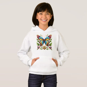 Buntes Glasschmetterling mit Blume Hoodie